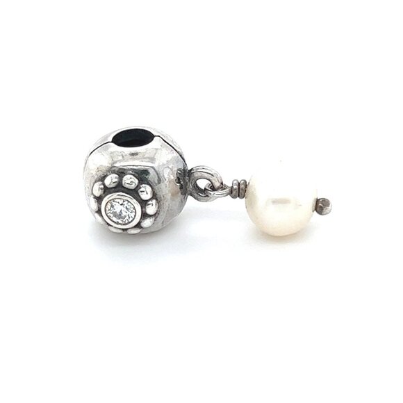 Pandora Jewelry - Pandora Cz White Pearl Dangle Clip Charm